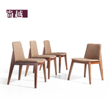 SAMYOK 北欧简约实木餐椅 餐厅水曲柳原木椅 日式椅子布面软靠包