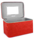 兰蔻红色美容工具箱/化妆包带镜子