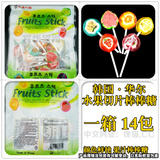 进口韩国零食品批发店 华尔水果切片棒棒糖果300g 儿童创意礼物
