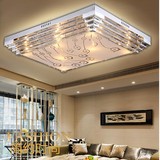 奢华大气LED吸顶平板水晶灯 长方形客厅灯 正方形孔雀花型卧室灯