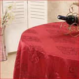 中式酒店圆桌布艺方桌旗结婚饭店双层台布餐桌布桌裙欧式红色
