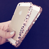 iphone5S手机壳边框苹果5手机壳卡通5s粉色豹纹保护套5代外壳潮女