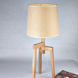 木艺北欧简约台灯床头灯书桌灯阅读灯三脚个性灯实木现代中式