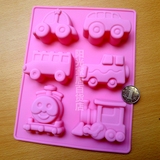 6连小汽车火车托马斯 硅胶蛋糕模/布丁模/巧克力模/冰格模 烤箱用
