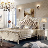 林森欧式实木公主床软靠背雕花双人婚床1.5米1.8米白色奢华型包邮