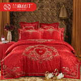 婚庆四件套大红新婚全棉 刺绣结婚床上用品欧式床单式六八十件套