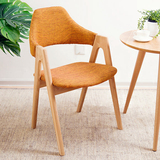 时尚简约布艺餐椅北欧实木水曲柳咖啡家用椅子凳子休闲电脑椅