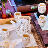 鹏博 景德镇陶瓷器 7头居家用 提梁壶茶具套装 茶杯 茶壶 1壶6杯