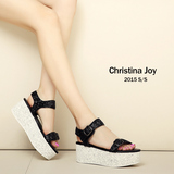 清仓特价 Christina Joy2016夏季欧美新款亮片高跟厚底松糕凉鞋