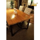 美式复古原木木餐桌组装实木餐厅餐桌椅套件客厅简约个性餐桌8198