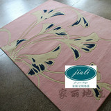 手工地毯客厅茶几毯地中海纯羊毛加厚定制粉红色田园花式床边毯大