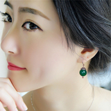 气质时尚红绿玛瑙925银耳环女传统仿古典装饰品耳扣耳坠防过敏