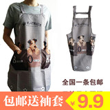 围裙+袖套包邮 韩版时尚家居厨房防油防水无袖长袖背带式围裙男女