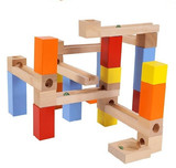 正品玩具德国爱松木制滚珠智力拼装积木创意益智拼插玩具滑梯轨道