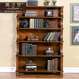 美式书柜书架组合 家用实木复古储物柜小书橱 欧式客厅落地置物架