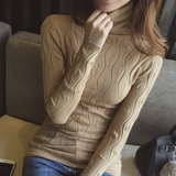 2015秋装新款韩版纯色堆堆高领修身毛衣女套头针织打底衫秋冬季薄