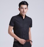 立领衬衫 男短袖韩版修身商务休闲中国风正装工装男装半袖衬衣