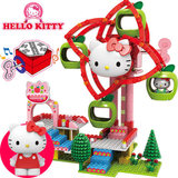 正版Hello Kitty苹果摩天轮积木 发条益智拼装音乐盒旋转潮昇玩具