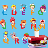 英文26个字母大写幼儿园英语教室娃娃墙贴儿童卡通可爱早教教学墙