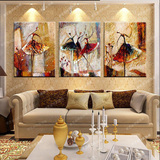 欧式手绘油画装饰客厅酒店壁画沙发背景墙三联画无框画抽象芭蕾舞