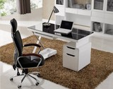 书房书桌简约白色钢琴烤漆台式电脑桌 宜家办公家用笔记本写字台