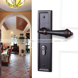 美式门锁仿古黑色门锁简美豪华实木门对开门欧式中式别墅纯铜门锁