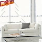 现代简约北欧宜家极简舒适客厅沙发美式布艺白色单双三人沙发组合