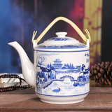 迪胜 陶瓷茶壶 耐热壶 大号青花提梁壶 冷水壶 茶具 家用白瓷单壶