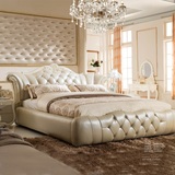 欧式皮床美式新款真皮床加厚软床1.8米1.5米双人床三包送货结婚床