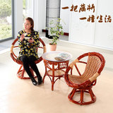 东南亚藤椅三件套阳台实木休闲桌椅组合藤椅子茶几三件套藤编家具