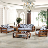 现代中式特价全实木沙发组合榆木小户型客厅家具多功能 自由组合