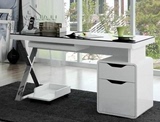 时尚简约现代卧室台式白色烤漆电脑桌宜家办公笔记玻璃烤漆书桌