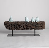 新中式仿古门梁雕花摆件装饰品艺术品雕塑 枯木陶瓷小鸟铁艺摆设