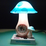 精美大蘑菇台灯 蘑菇睡眠灯 带时钟闹钟创意灯 卧室床头装饰台灯