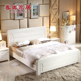 春巢简约现代储物气压高箱床 白色实木床1.5米1.8米韩式田园婚床