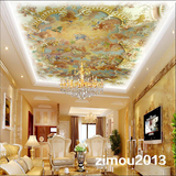 欧式3D立体客厅天花板壁纸简约浮雕吊顶墙纸 房顶背景墙大型壁画