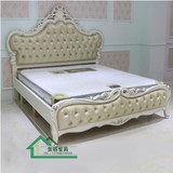 欧式床新古典床1.8米奢华婚床 全实木雕花真皮床别墅家具厂家直销