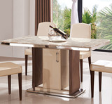 包邮现代简约钢化玻璃餐桌 大理石餐椅台桌组合烤漆长方型6人饭桌