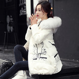 2015冬季新款女装韩版宽松斗篷棉服女气质A字绣花毛领中长款棉衣