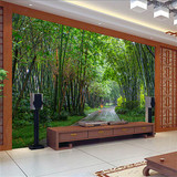 视背景墙客厅立体竹林山水个性壁纸卧室竹子墙纸大型壁画3D田园电