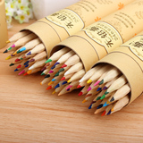 小树苗4067 筒装24色彩色铅笔 学生卡通创意环保铅笔批发190g