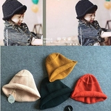 出口韩国外贸女童宝宝儿童春秋款黑色毛线女巫造型儿童钵钵帽子