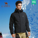 西藏必备骆驼秋冬季新品户外男装纯黑色i滑雪登山服加厚冲锋衣潮