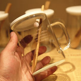 创意清新可爱物语透明玻璃水杯杯底世界男女带盖木勺牛奶咖啡杯子