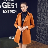韩版风衣女春秋装2016新款韩国修身显瘦大码中长款呢子大衣外套