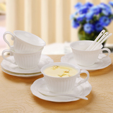 厂家批发卡布奇诺咖啡杯创意杯碟 拉花咖啡杯纯白欧式花茶杯意式