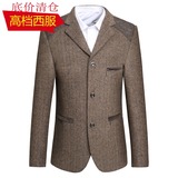 2015春季新款中老年男士西服 羊毛呢商务休闲西装修身单西外套