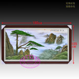 GMC634景德镇陶瓷板画 名家手绘山水迎客松 现代中式中堂装饰挂画