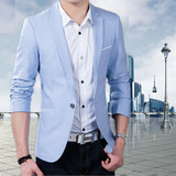 夏季新款商务休闲男士西服韩版薄款修身型小西装青年外套大码纯色