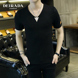 DEIRADA夏季新款男装韩版修身弹力短袖t恤打底衫个性紧身体恤潮男